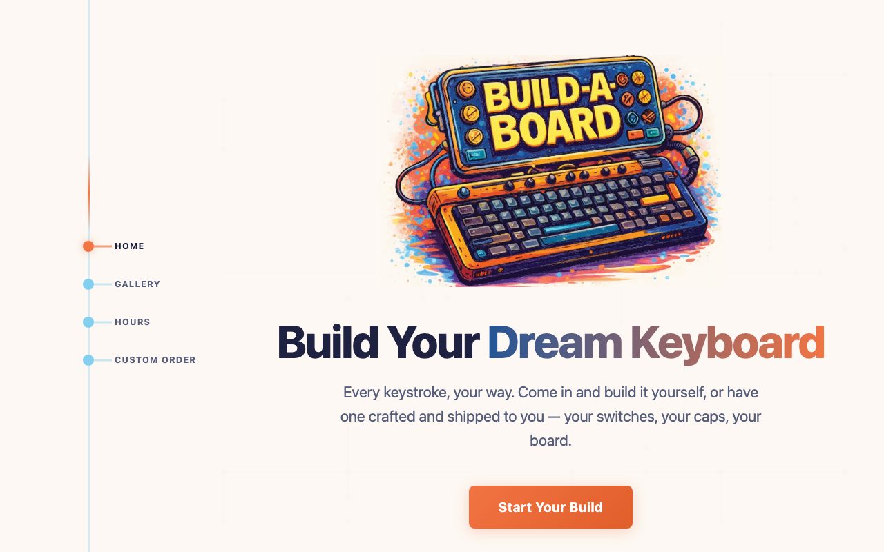 Build-A-Board website home page